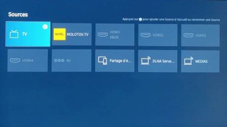 Les différentes sources disponibles.