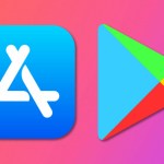 Les logos du Play Store et de l'App Store // Source : Montage Frandroid