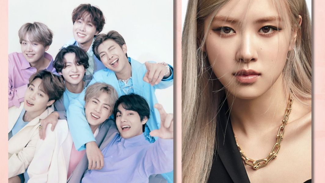 Le groupe de pop-coréenne BTS et l'artiste Rosé du groupe de K-Pop BlackPink