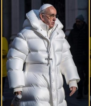 Stylé ou ridicule le pape en doudoune ? En vrai, c'est pour de faux, merci l'intelligence artificielle // Source : Capture d'écran Twitter