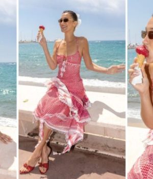 À Cannes, la top Bella Hadid, en robe keffieh hommage à la Palestine, joue avec la censure // Source : Captures d'écran Instagram