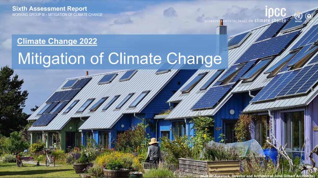 Couverture du 6e rapport du GIEC partie III. // Source : IPCC/GIEC Couverture du 6e rapport du GIEC partie III. // Source : IPCC/GIEC
