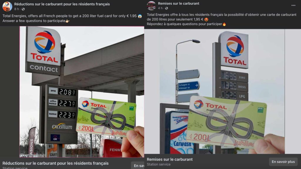 Des exemples de publicités frauduleuses // Source : Capture d'écran Numerama Des exemples de publicités frauduleuses // Source : Capture d'écran Numerama