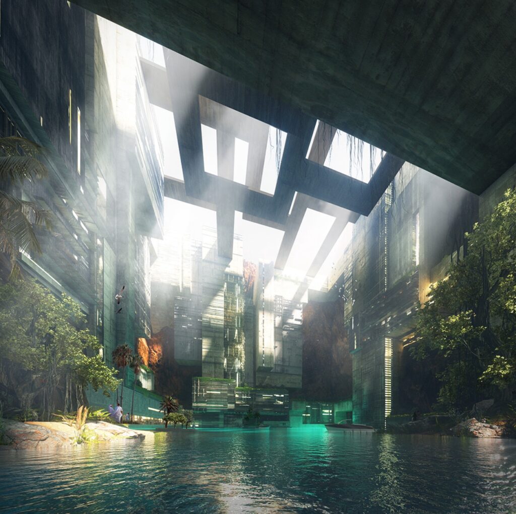 Ce à quoi la cour intérieure d'Aquellum devrait ressembler // Source : Neom / X Ce à quoi la cour intérieure d'Aquellum devrait ressembler // Source : Neom / X