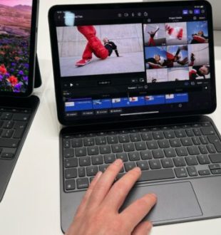 Le nouvel iPad Pro M4, avec son écran OLED très sombre.. // Source : Numerama
