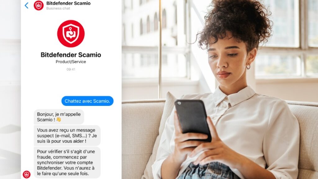 Simple à utiliser et répondant en quelques secondes seulement, le chatbot Scamio est un allié pour éviter le phishing // Source : Bitdefender Simple à utiliser et répondant en quelques secondes seulement, le chatbot Scamio est un allié pour éviter le phishing // Source : Bitdefender