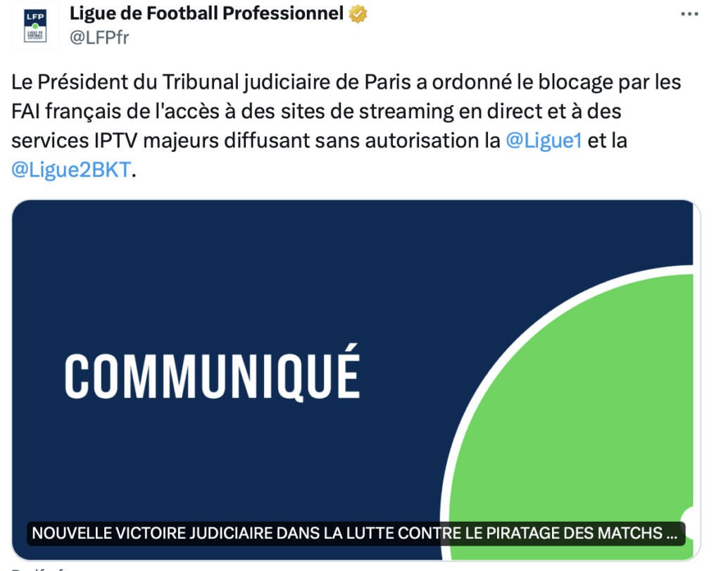 Le communiqué de la LFP.