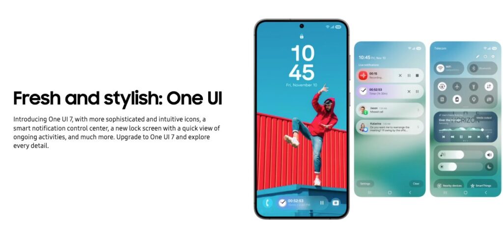 Premières images officielles de One UI 7, après une erreur sur le site de Samsung Espagne. Premières images officielles de One UI 7, après une erreur sur le site de Samsung Espagne.