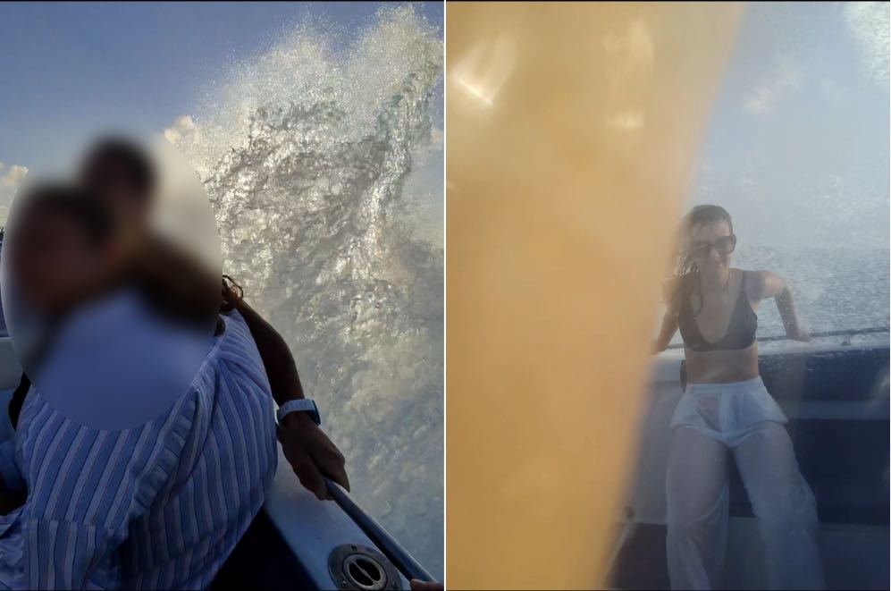 Sur un bateau, les vagues peuvent parfois être immenses. C'est ici que les lunettes ont été le plus mouillées. Sur un bateau, les vagues peuvent parfois être immenses. C'est ici que les lunettes ont été le plus mouillées.