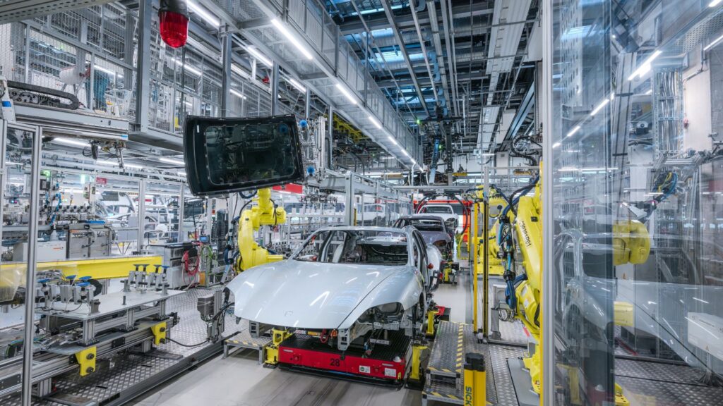 L'usine Porsche de Zuffenhausen où est produite la Taycan // Source : Porsche L'usine Porsche de Zuffenhausen où est produite la Taycan // Source : Porsche